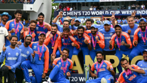 India Celebrates T20 World Cup Anniversary: Teammates Tease Jadeja About Retirement at Party