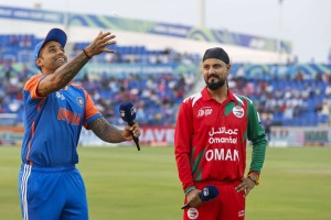 India Edges Oman in Thriller: Samson's Fifty, Yadav's Odd Move, and Oman's Valiant Effort