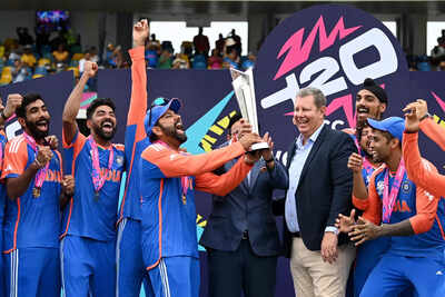 Rohit Sharma celebrates T20 World Cup victory
