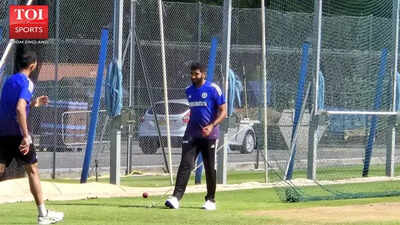 Jasprit Bumrah in intense net session