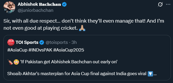 Abhishek Bachchan's post on X